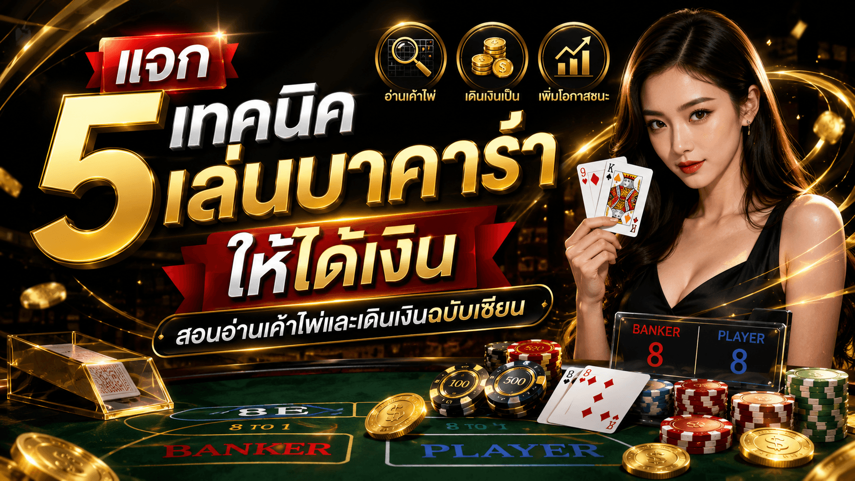 แจก 5 เทคนิคเล่นบาคาร่า ให้ได้เงิน สอนอ่านเค้าไพ่และเดินเงินฉบับเซียน