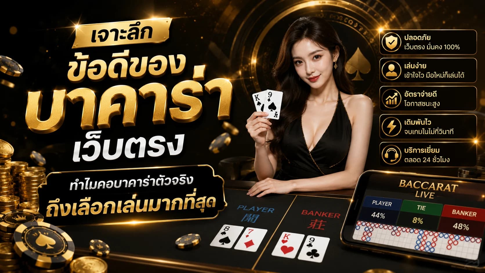 เจาะลึก ข้อดีของ บาคาร่าเว็บตรง ทำไมคอบาคาร่าตัวจริงถึงเลือกเล่นมากที่สุด
