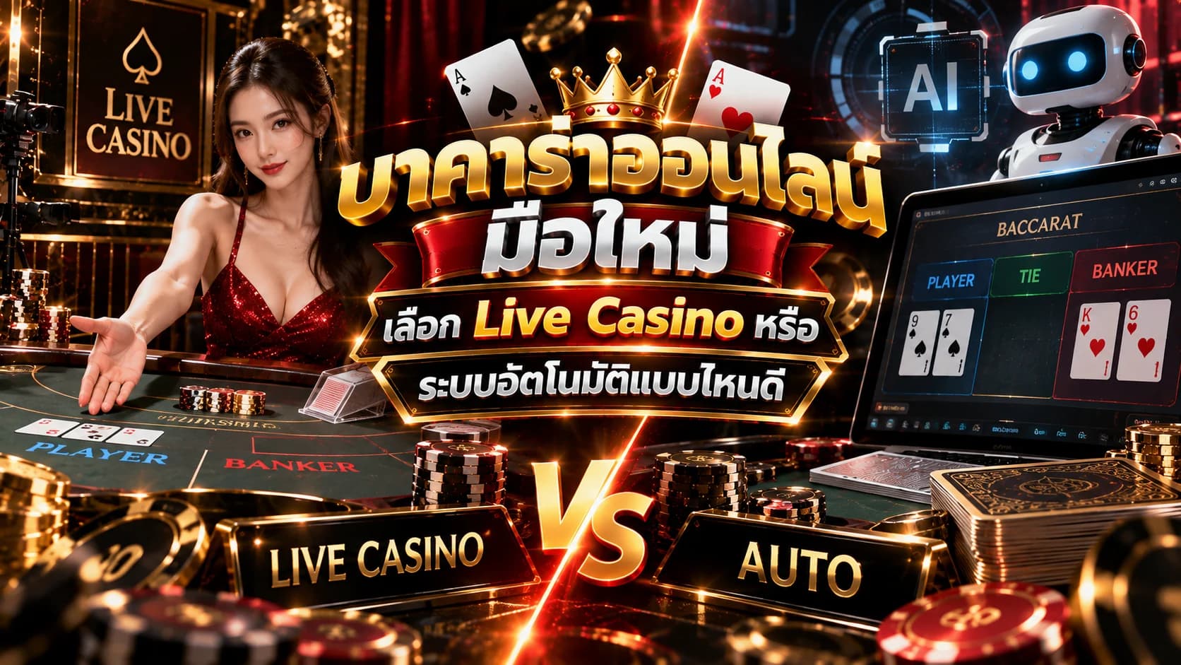 บาคาร่าออนไลน์ มือใหม่ เลือก Live Casino หรือระบบอัตโนมัติแบบไหนดี