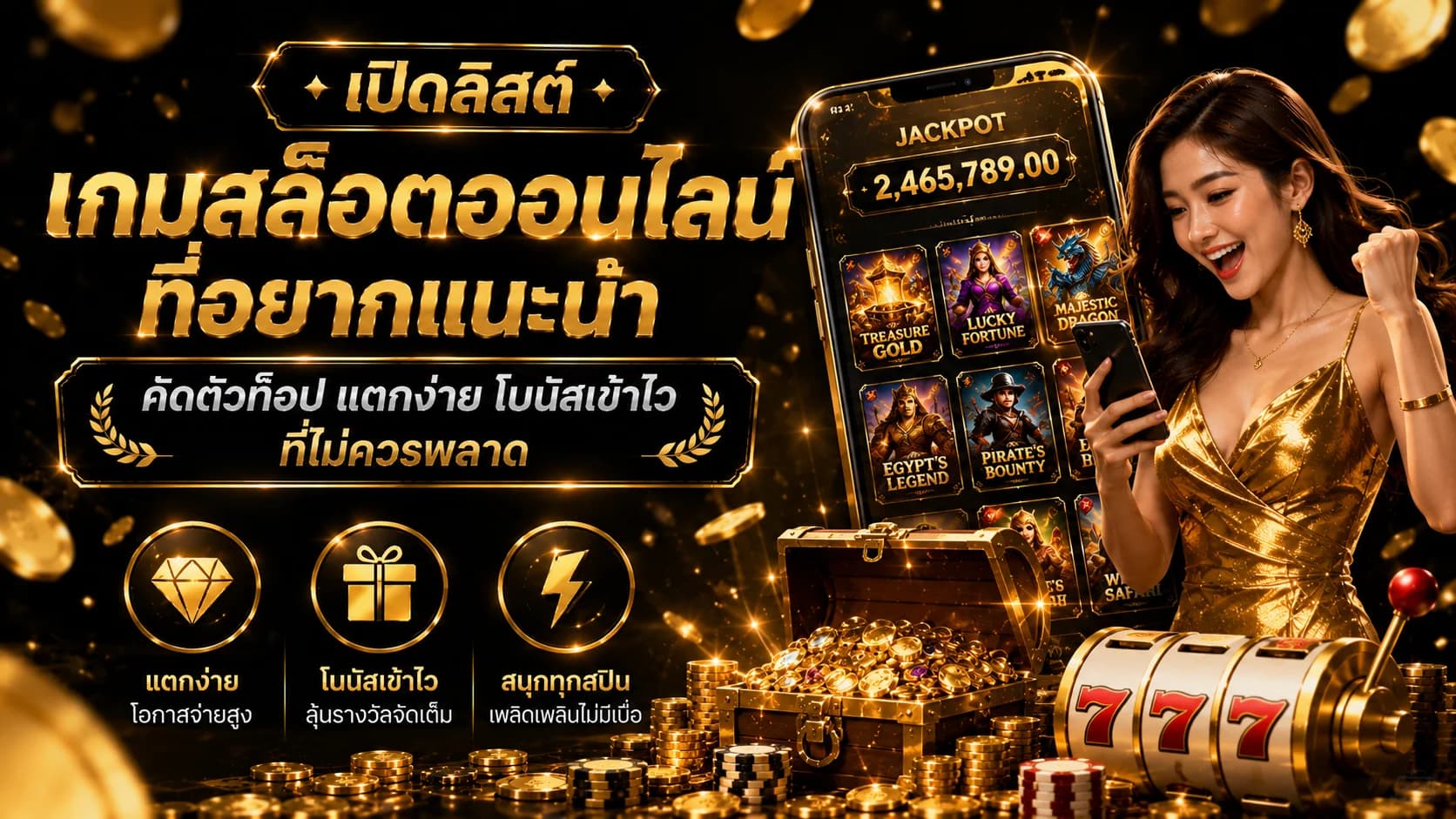 เปิดลิสต์เกมสล็อตแตกง่าย โบนัสเข้าไวที่ไม่ควรพลาด