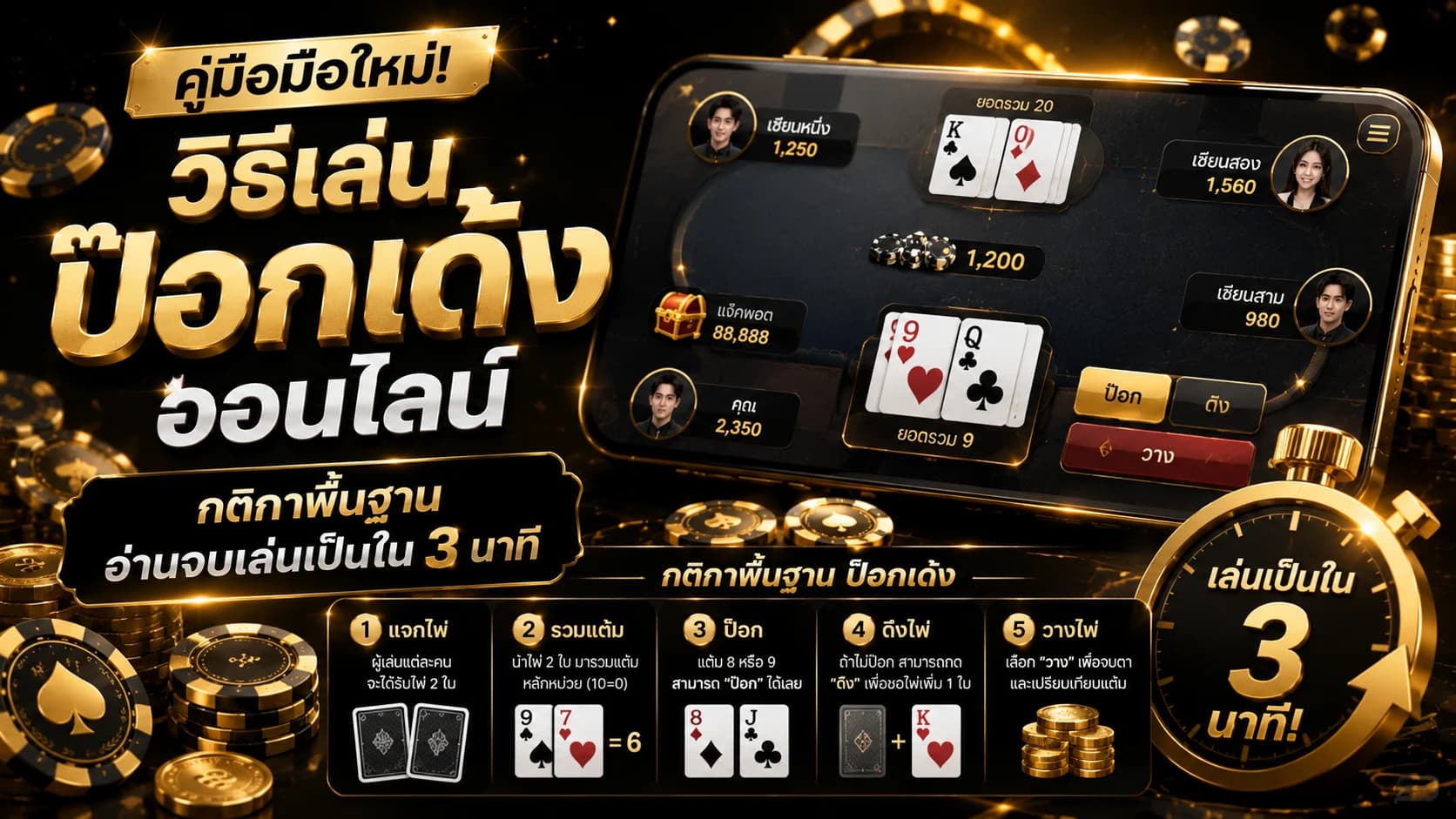 คู่มือมือใหม่! วิธีเล่น ป๊อกเด้งออนไลน์ กติกาพื้นฐาน อ่านจบเล่นเป็นใน 3 นาที