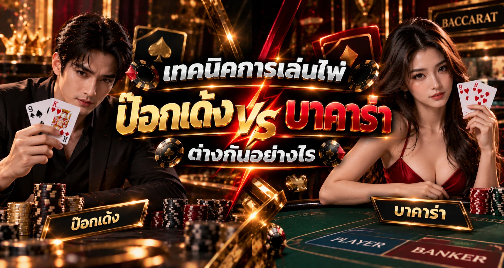 เทคนิคการเล่นไพ่ป๊อกเด้ง vs บาคาร่า ต่างกันอย่างไร
